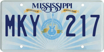 MS license plate MKY217
