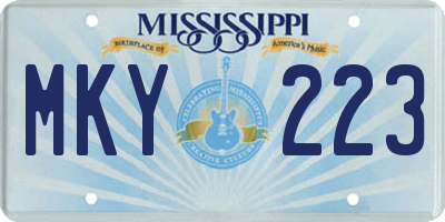 MS license plate MKY223