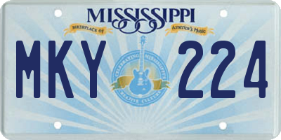 MS license plate MKY224