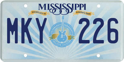 MS license plate MKY226