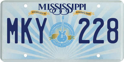 MS license plate MKY228