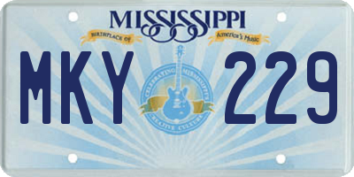 MS license plate MKY229