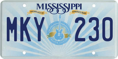 MS license plate MKY230