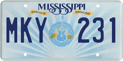 MS license plate MKY231