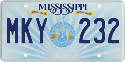 MS license plate MKY232