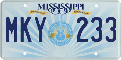 MS license plate MKY233