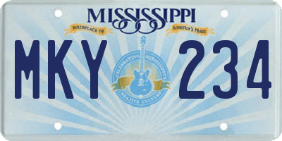 MS license plate MKY234