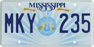 MS license plate MKY235