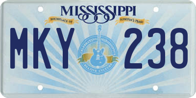 MS license plate MKY238