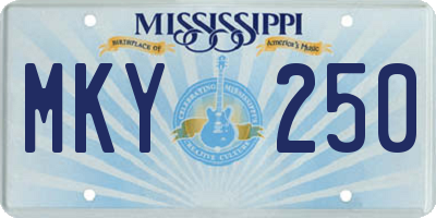 MS license plate MKY250