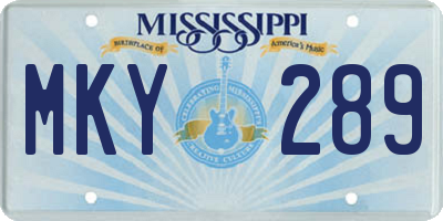 MS license plate MKY289