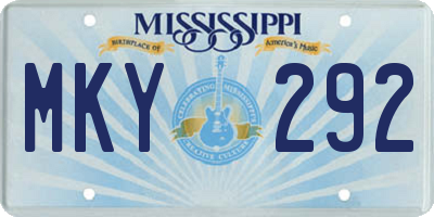 MS license plate MKY292