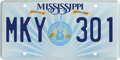 MS license plate MKY301
