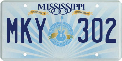 MS license plate MKY302