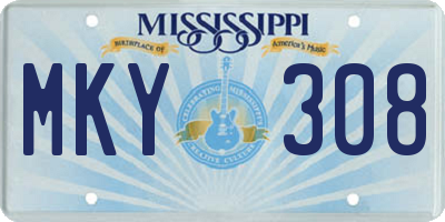 MS license plate MKY308
