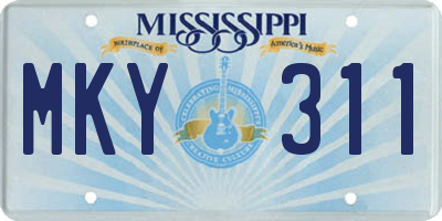 MS license plate MKY311