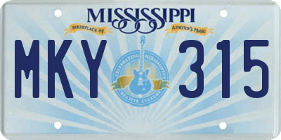 MS license plate MKY315