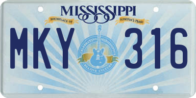 MS license plate MKY316