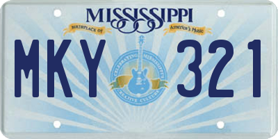 MS license plate MKY321