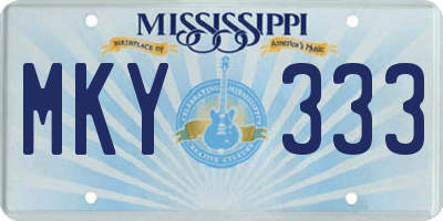 MS license plate MKY333