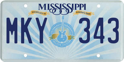MS license plate MKY343