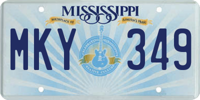 MS license plate MKY349