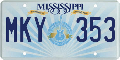 MS license plate MKY353