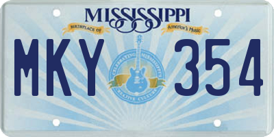 MS license plate MKY354