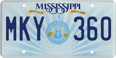 MS license plate MKY360