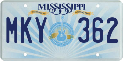 MS license plate MKY362