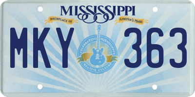 MS license plate MKY363