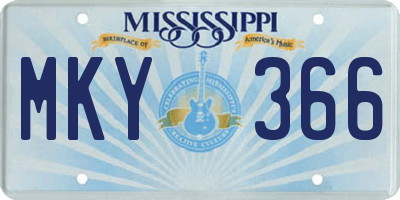 MS license plate MKY366