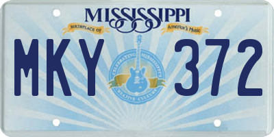 MS license plate MKY372