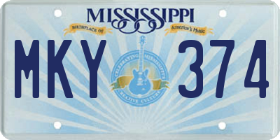 MS license plate MKY374