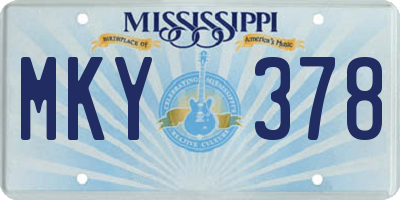 MS license plate MKY378