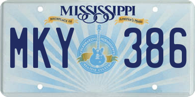 MS license plate MKY386