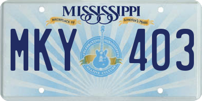 MS license plate MKY403