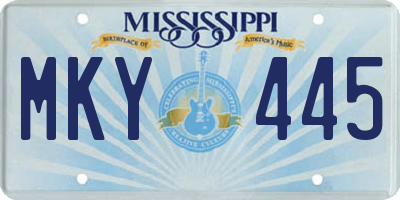 MS license plate MKY445