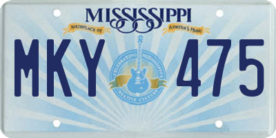 MS license plate MKY475