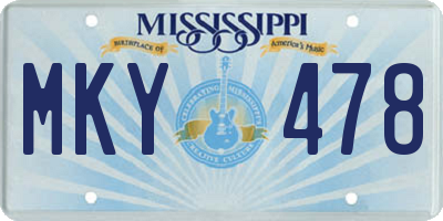 MS license plate MKY478