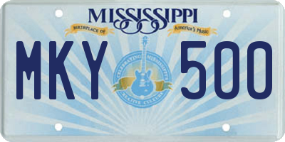 MS license plate MKY500