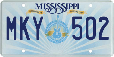MS license plate MKY502