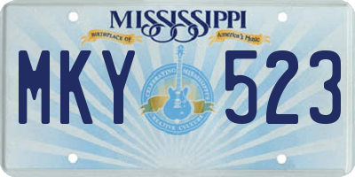MS license plate MKY523