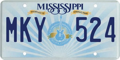 MS license plate MKY524