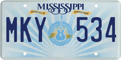 MS license plate MKY534