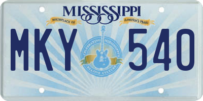 MS license plate MKY540
