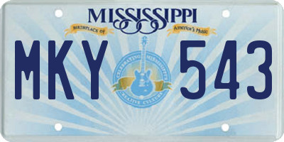 MS license plate MKY543