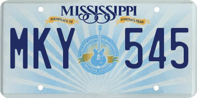 MS license plate MKY545