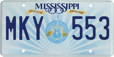 MS license plate MKY553