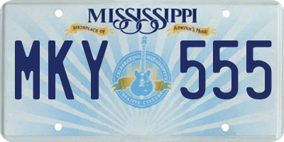 MS license plate MKY555